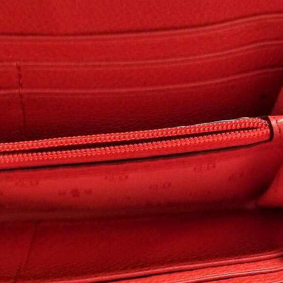 Tory Burch Pebble Leather Wallet Organizer Red - Picture 4 of 6